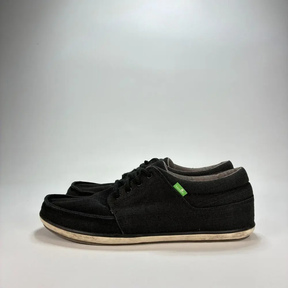 Sanuk TKO Black Canvas Casual Low Top Moc Toe Comfort Shoes 1089815 Mens Size 11
